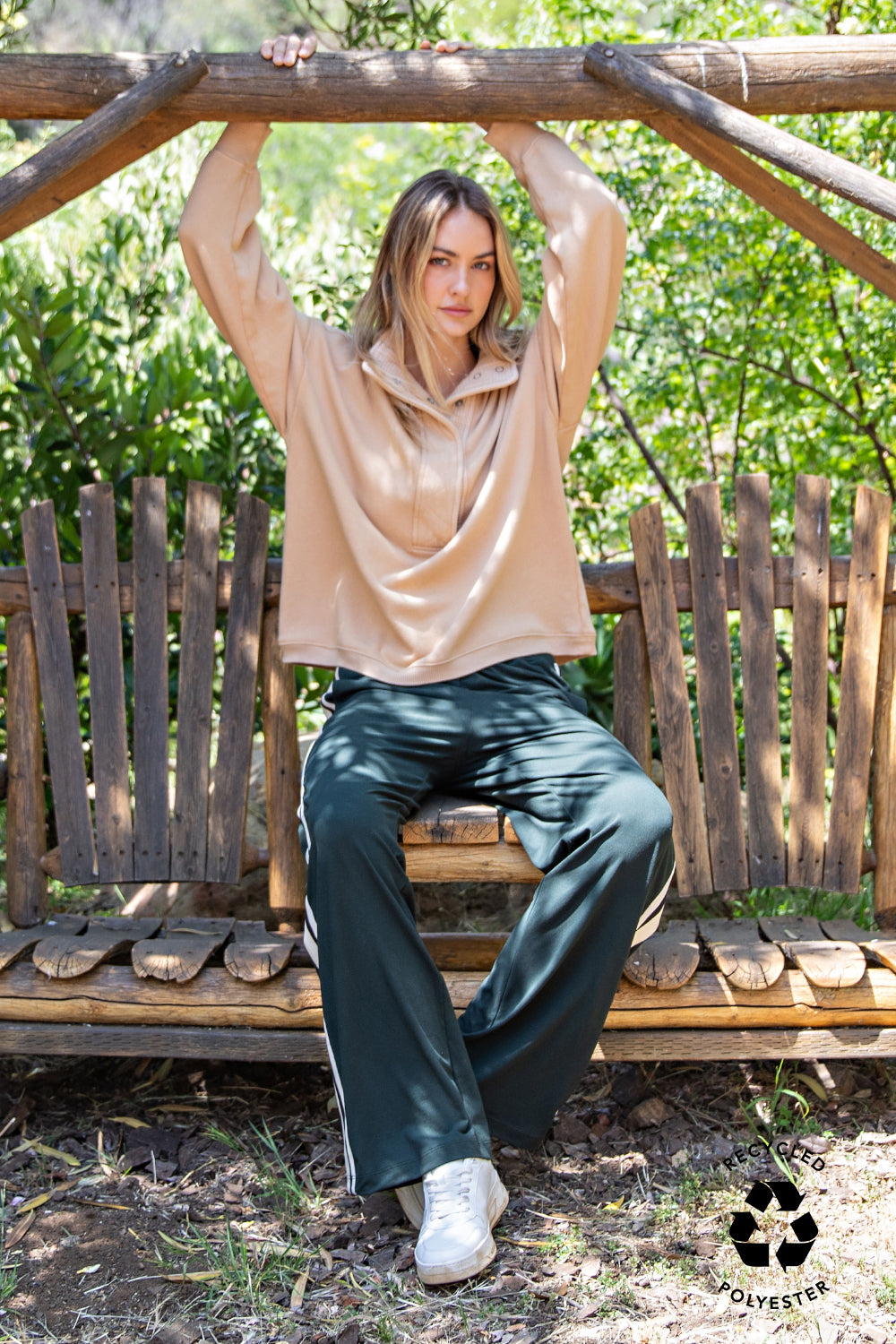Butter Soft Side Striped Straight Track Pants Regency Green