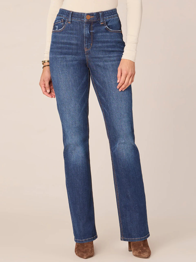 High Rise Cascading Crystals Boot Cut Jeans Blue