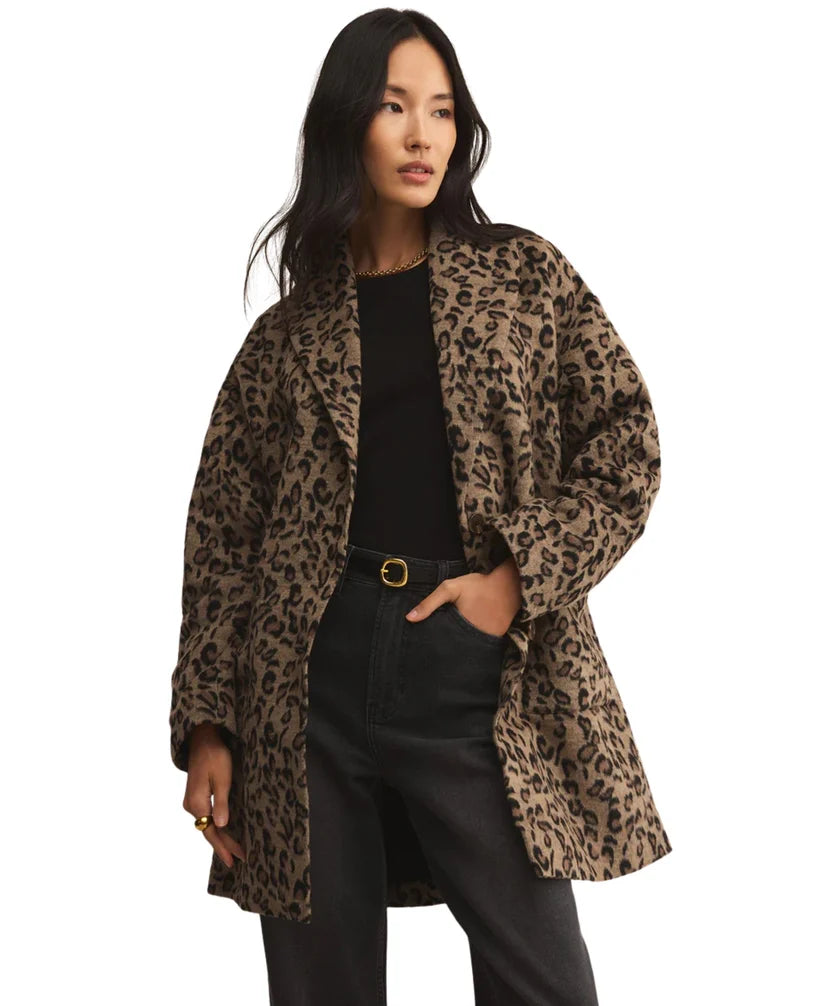 Lennon Oversized Leopard Coat Suede