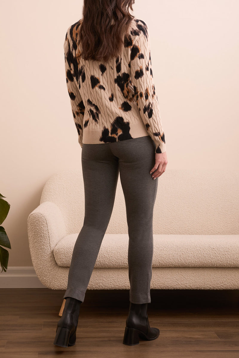 Crew Neck Printed Sweater Sandstone