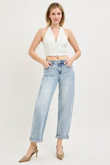 Flower Patch Slouchy Cropped Barrel Jeans Light