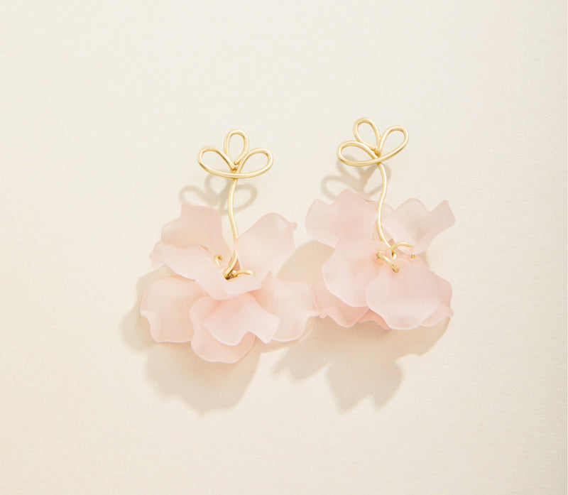 Corolla Stem Earrings - Pink