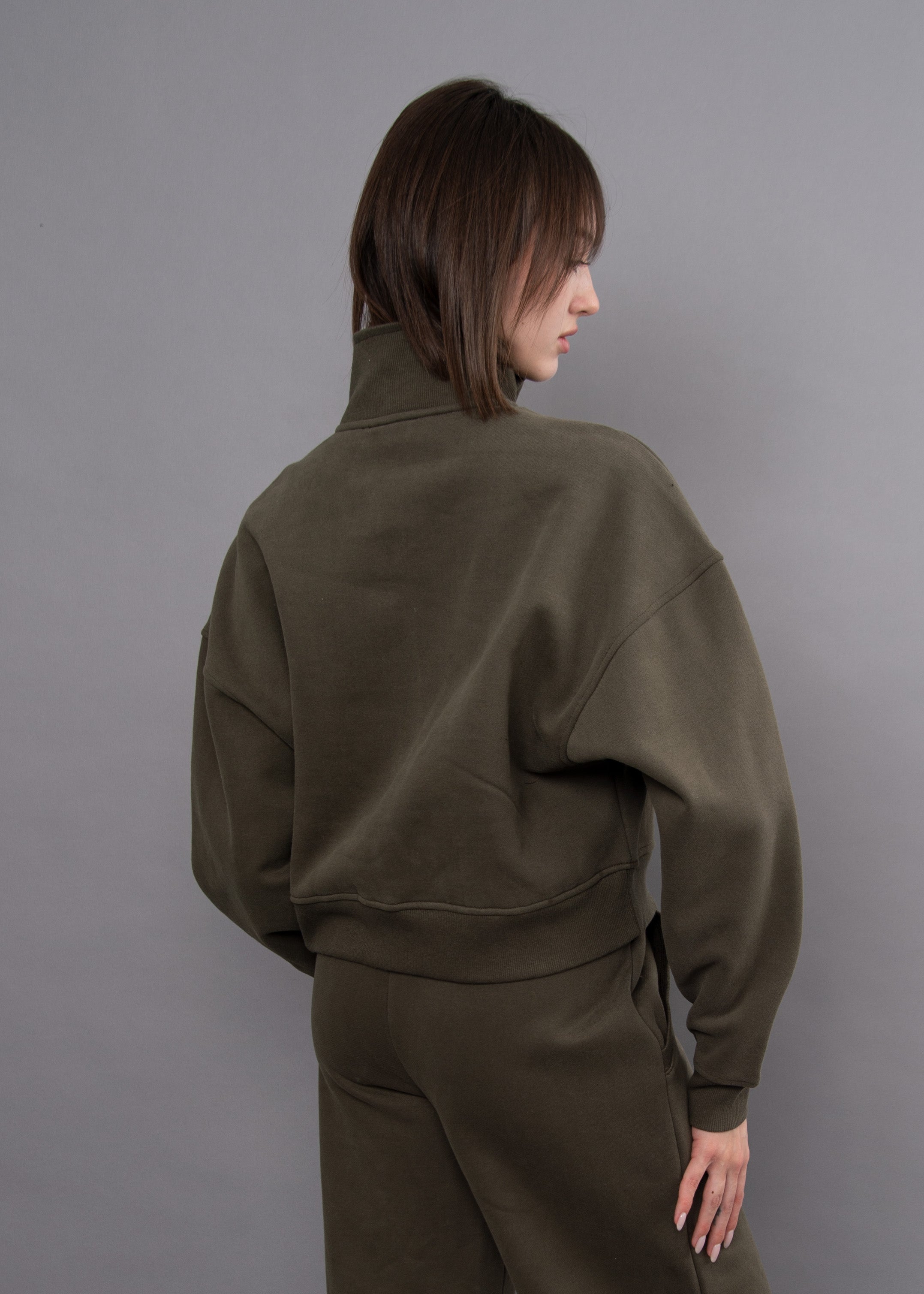 Malta Fleece 1/2 Button Up Mock Neck Pullover Army Green