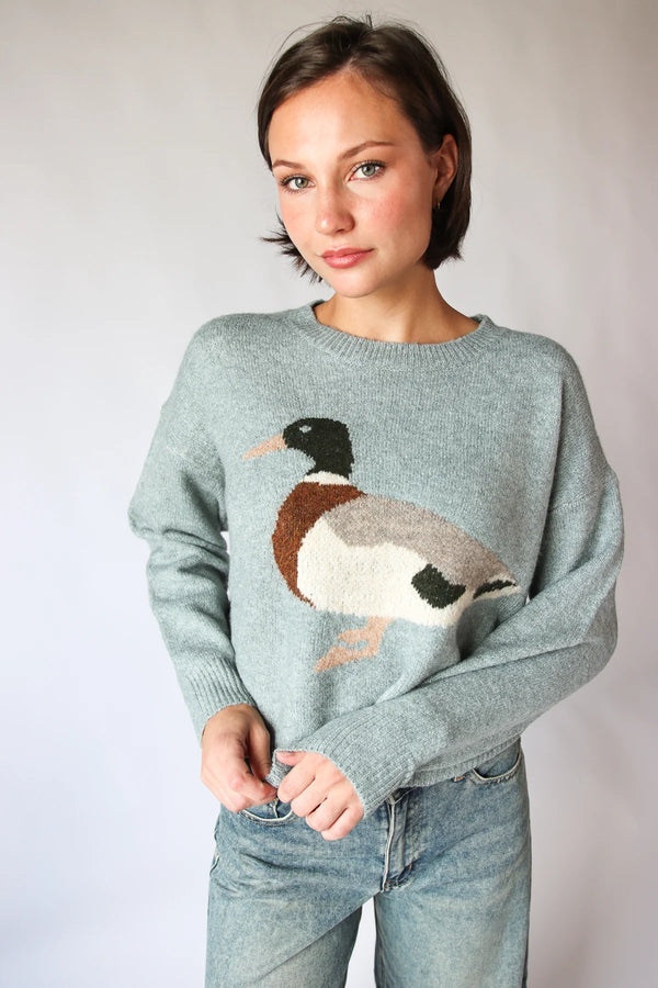 Mallard Duck Crew Neck Sweater Blue