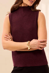 Funnel Neck Sweater Tank Heather Fudge