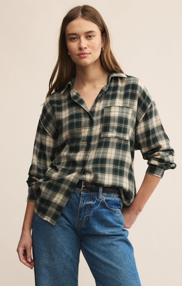 River Plaid Button Up Garland Green