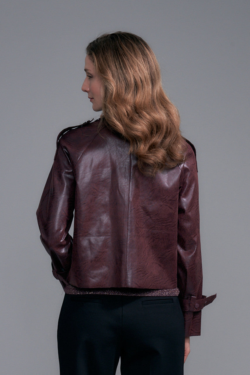 Cropped Trench Vegan Leather Jacket Windsor