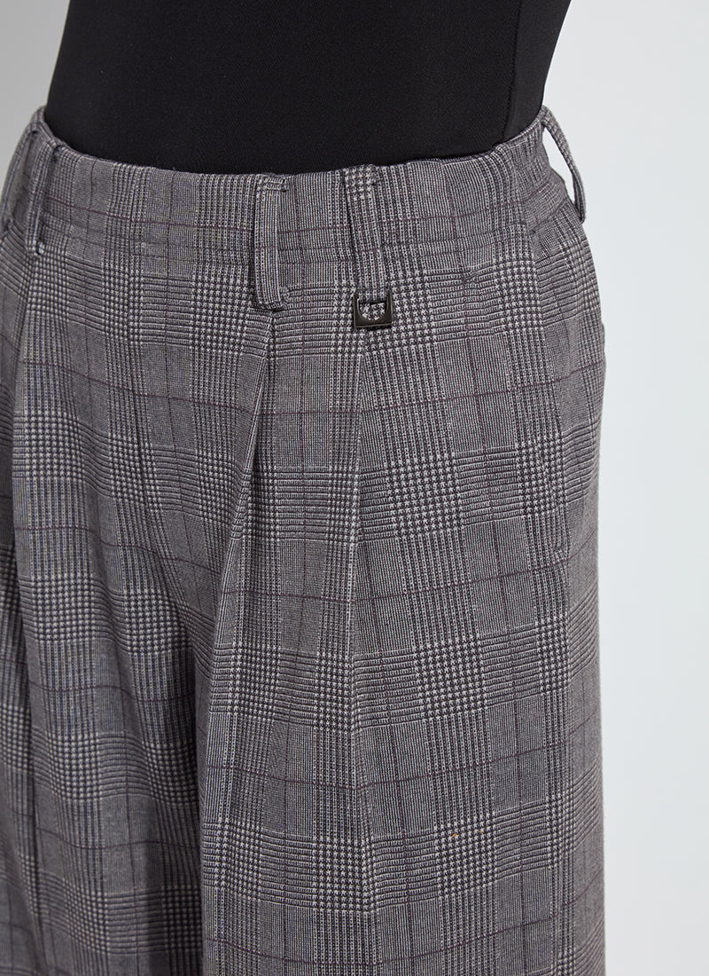 Darcy Pleated Wide Leg Ponte Trouser London Glen Plaid