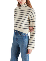 Narsha Turtleneck Stripe Bell Sleeve Sweater Ivory Stripe