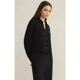 Campo Button Up Gauze Top Black