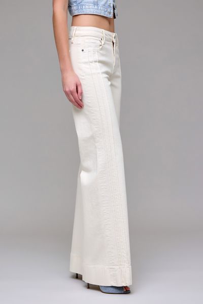 Happi Pintuck Mid Rise Flare Jeans White