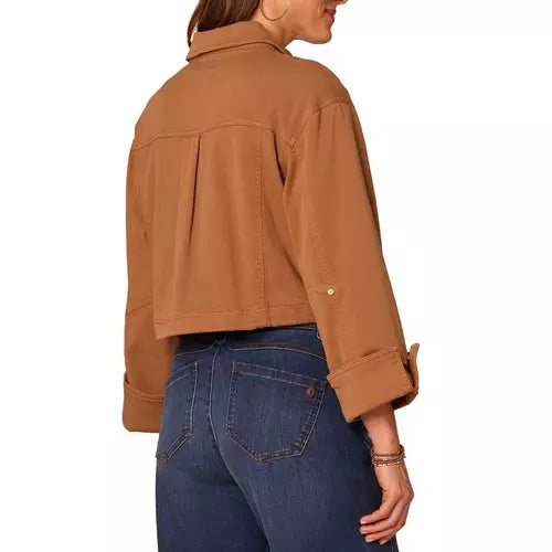 3/4 Snap Cuff Sleeve Oversized Bomber Jacket Candied Walnut