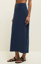 Gail Jersey Denim Midi Skirt Indigo