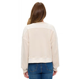 Cable Detailed Scuba Crew Neck Sweatshirt Cream