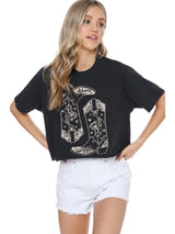 Cowboy Boots Vintage Graphic Cropped Tee Black
