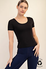Recycled Butter Round Neck Short Sleeve Tee Black