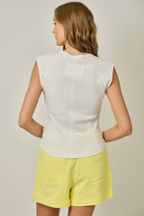 Exposed Seam Ribbed Tee Off White