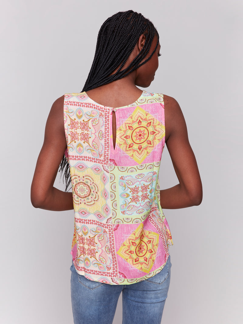 Sleeveless Printed Viscose Top Carousel
