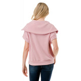 Short Sleeve Quarter Zip Scuba Top Pink