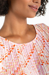 Asymmetric Hem Knit Tank Cream + Pink Multi