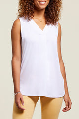 Pleated Sleeveless Modal Top White