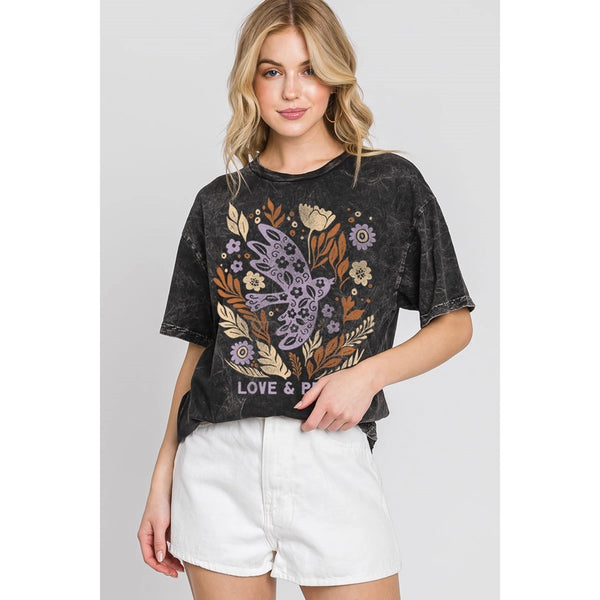 Love & Peace Mineral Graphic Tee Mineral Black
