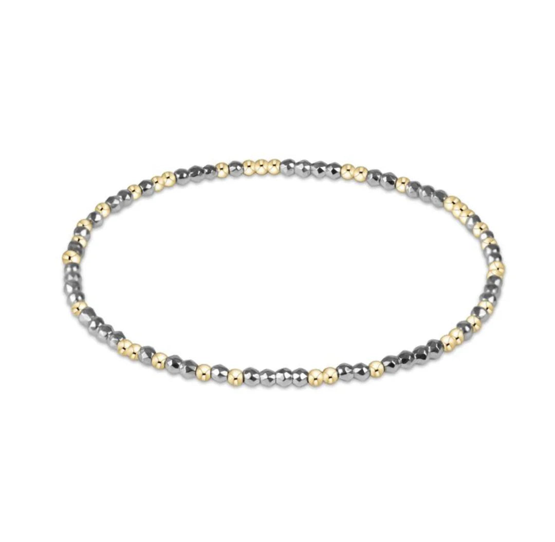 Hope Unwritten Gemstone 2mm Bead Bracelet Silver FAceted Hematite