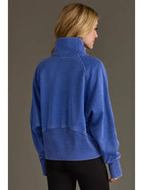 Cropped Funnel Neck 1/4 Zip Sweatshirt Royal Blue