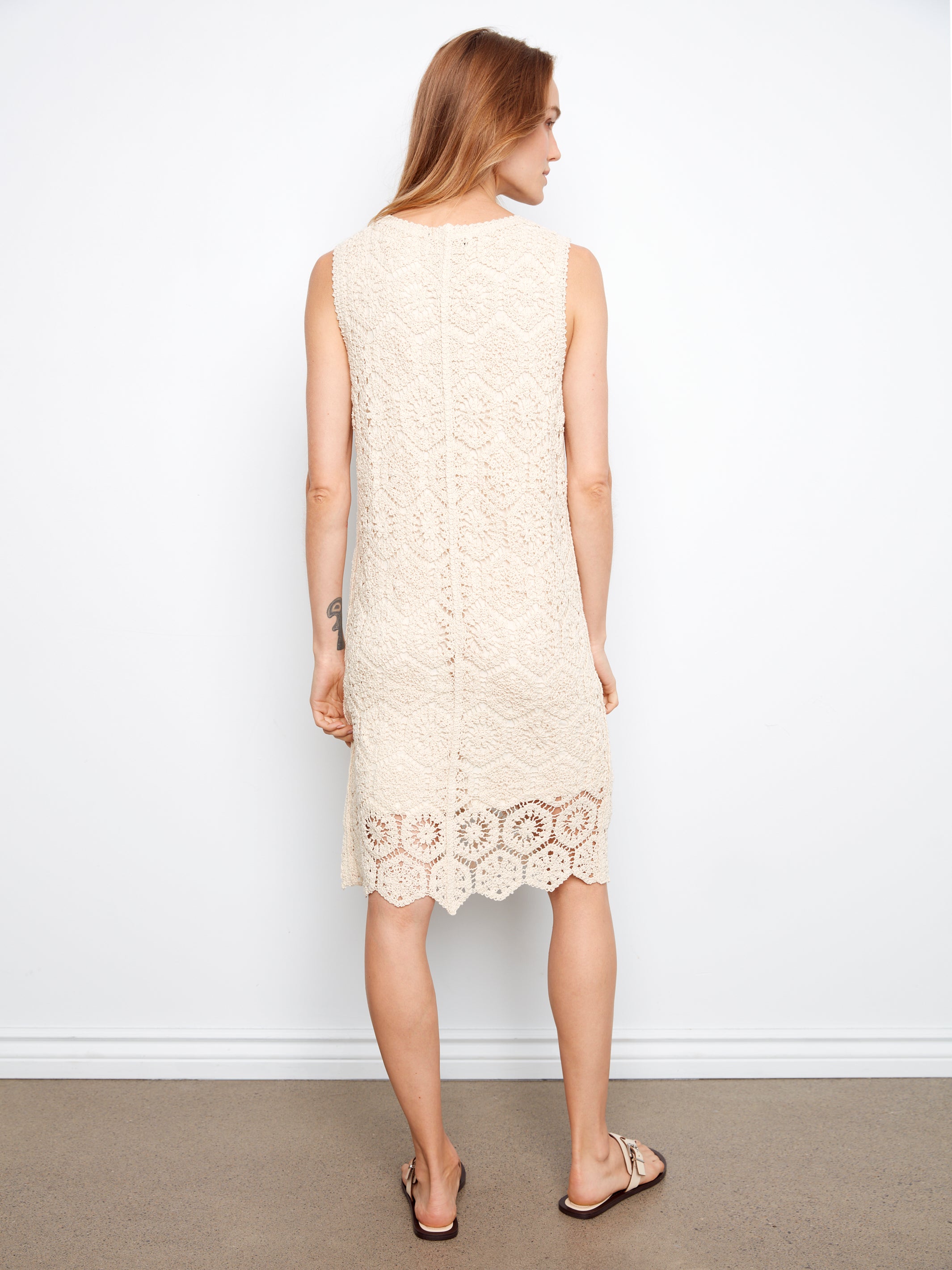 Crochet Sleeveless Midi Dress Fog