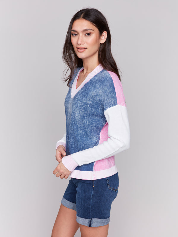Cold Dye Two Tone Sweater Denim