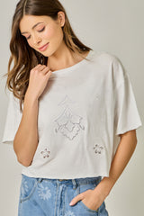 Tonal Embroidered Cotton Slub Tee Off White