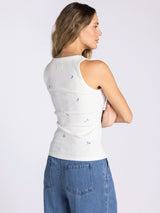Edlin Embroidered Tank Blue Flower