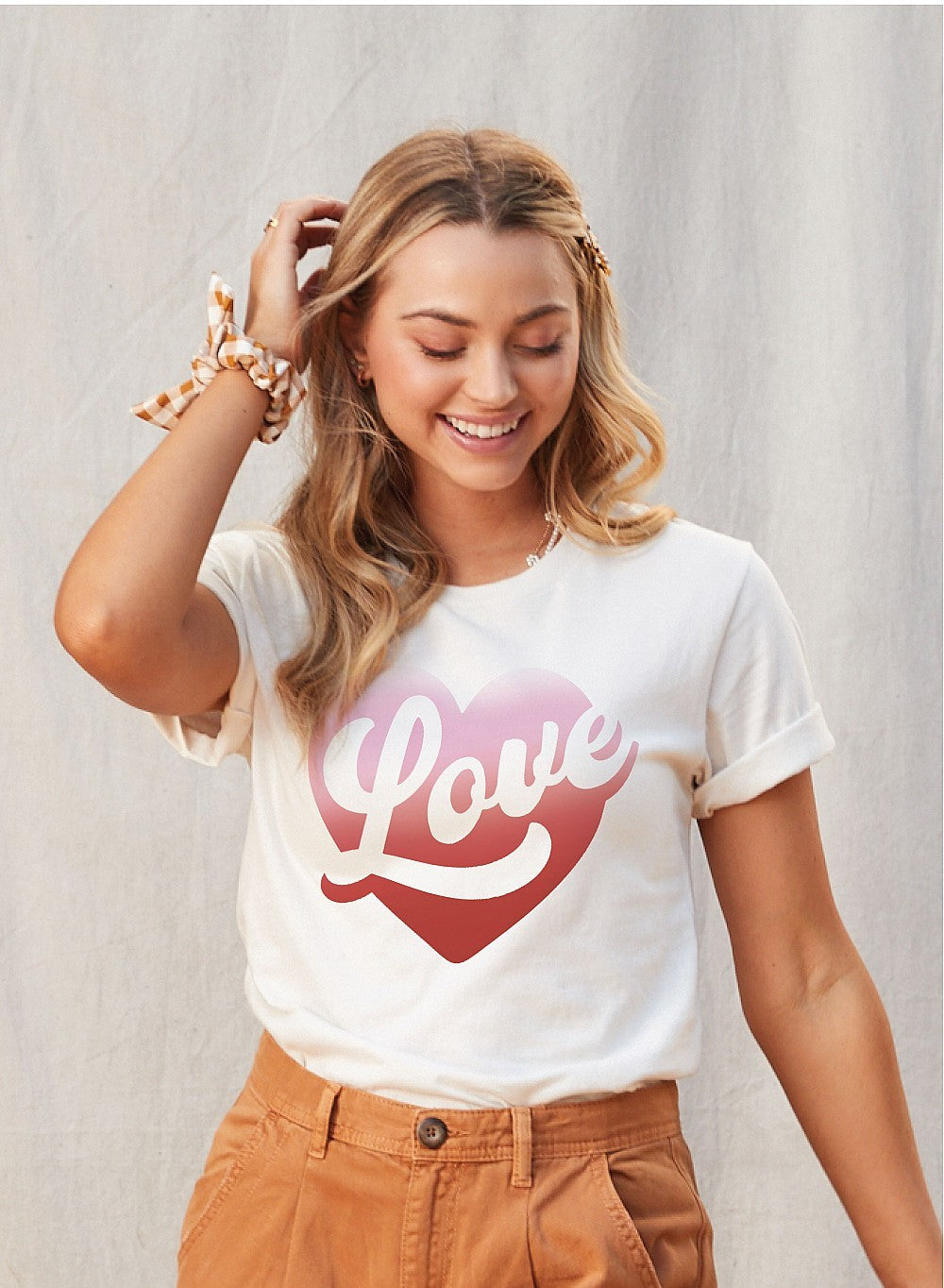 Love Heart Graphic Tee Vintage White