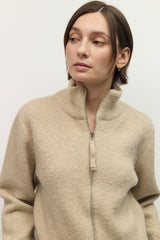 Nia Boucle Zip Sweater Beige