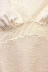 Short Sleeve Lace Trimmed Top Ivory