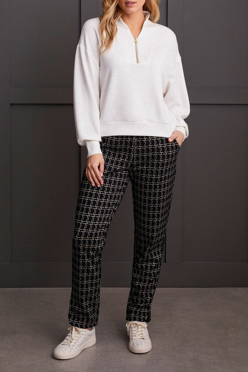 Quarter Zip Vneck Dolman Top Heather Frost Grey