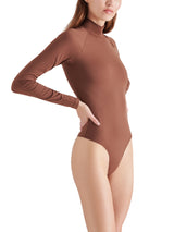 Nelle Mock Neck Long Sleeve Bodysuit Chestnut