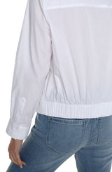 Single Pocket Elastic Back Button Front Shirt White