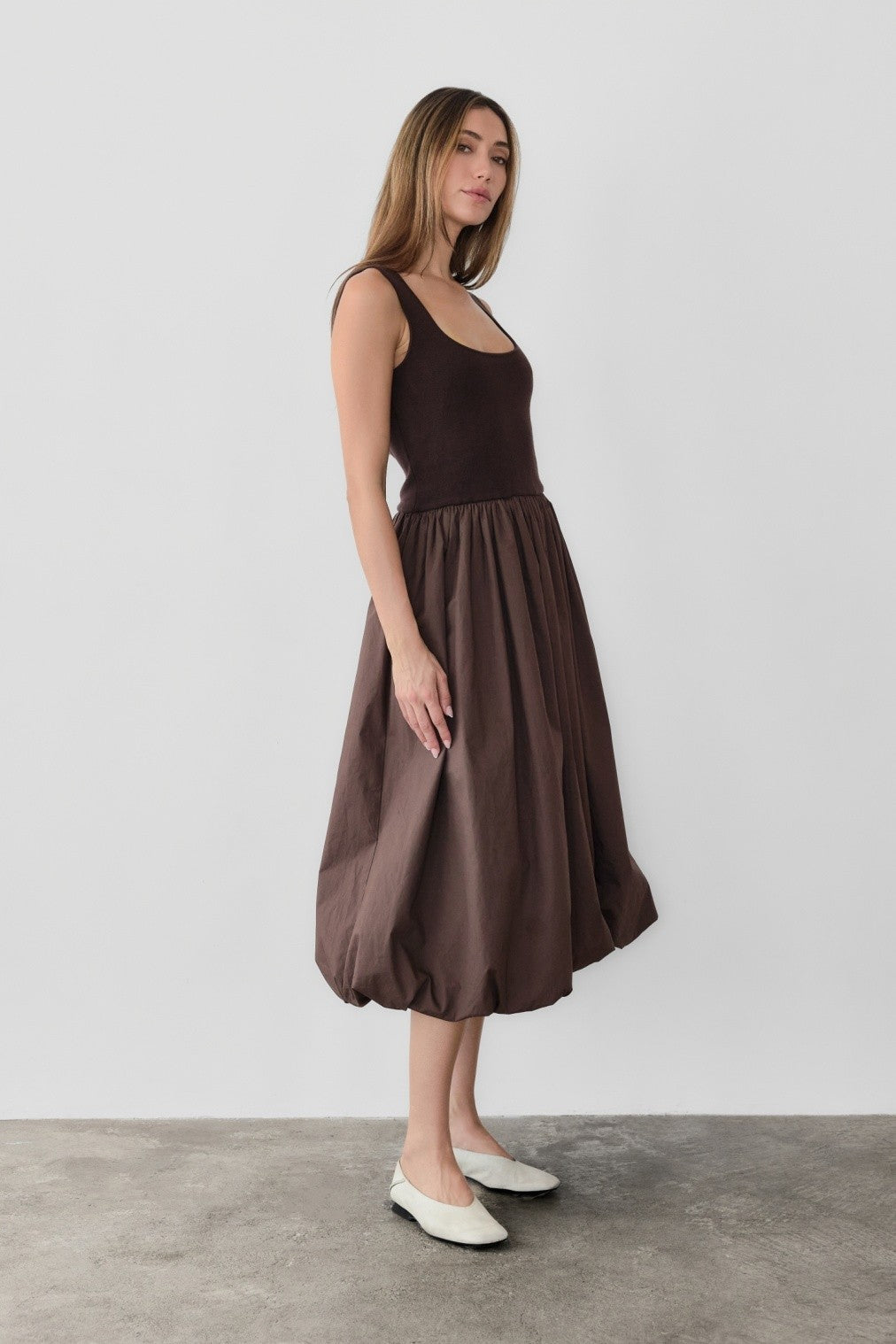 The Bella Bubble Dress Brown
