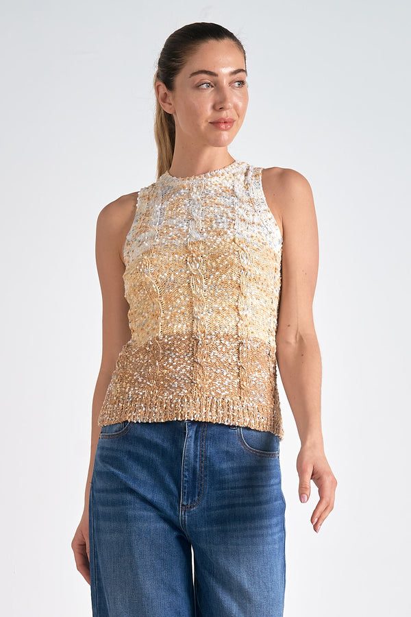 Cable Knit Confetti Sweater Tank