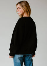 Textured Game Day Crew Neck Sweatshirt Black + Tan