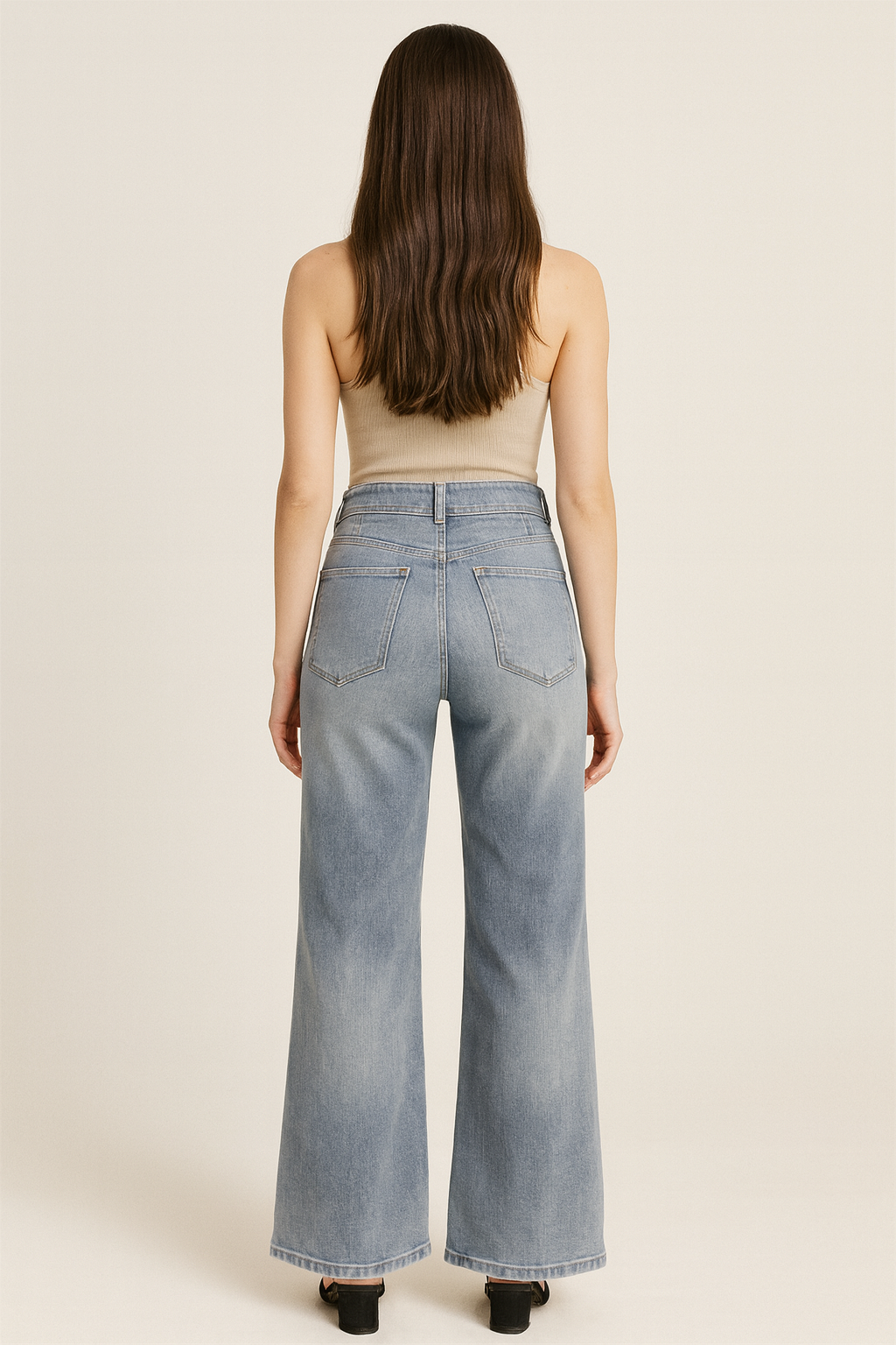 Wide Leg Triple Stripe Detail Jeans Light Denim