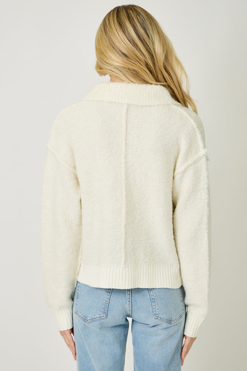 Zip Up Sweater Jacket Ivory