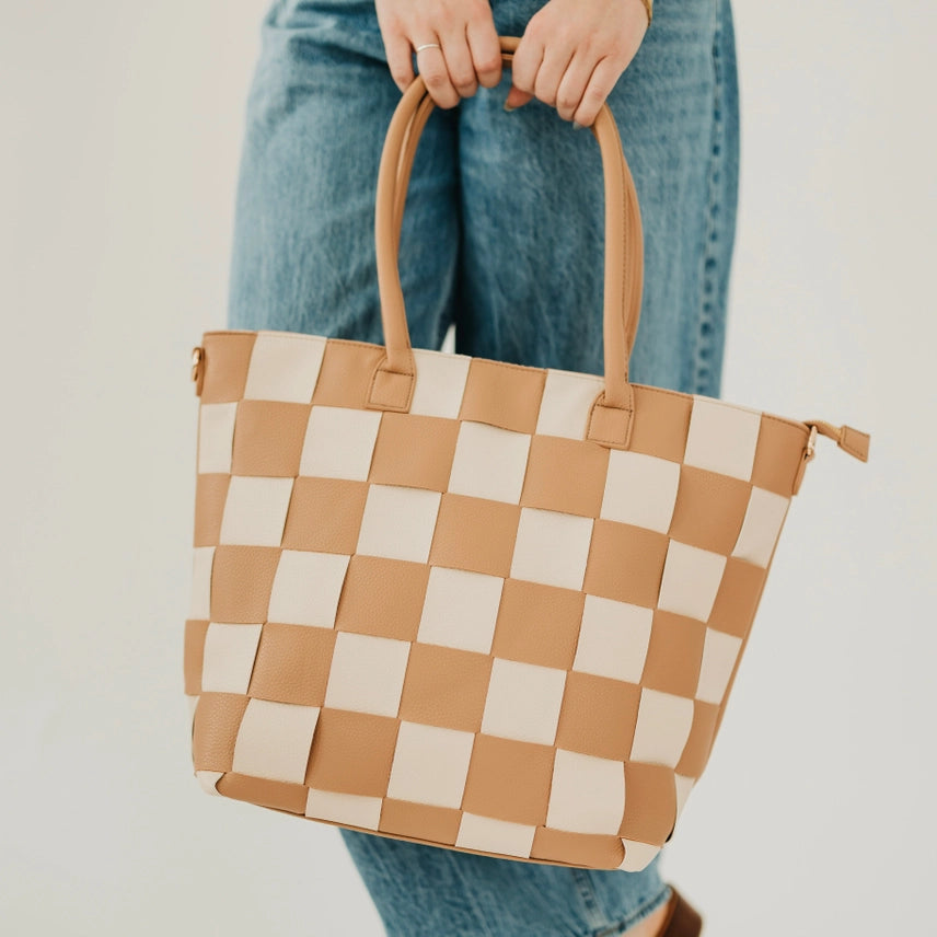 Courtney Checkered Tote Checkered Tan