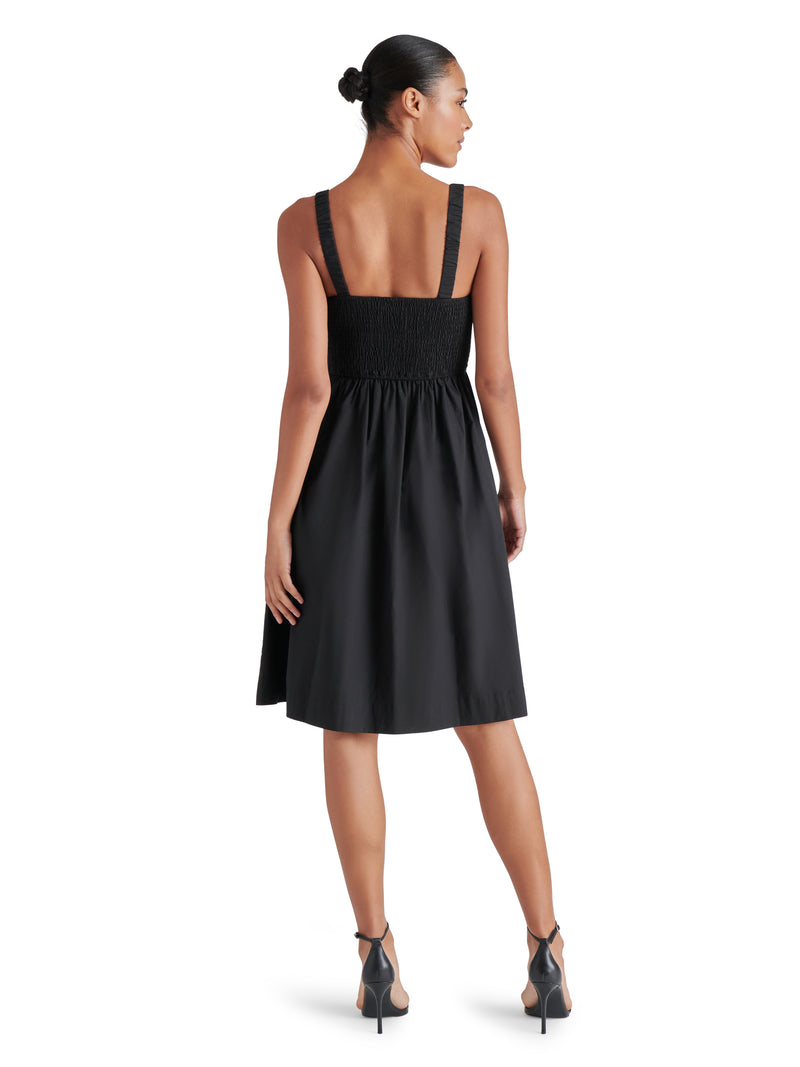 Fleur Smocked Sleeveless Dress Black