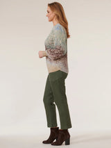 Paisley Print Puff Sleeve Sweater Vintage Walnut