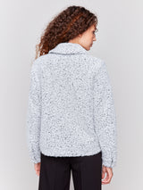 Boucle Knit Patterned Short Coat Heather Charcoal