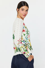 Floral Garden Chevron Knit Cardigan Multi