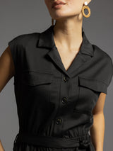 Downtown Sleeveless Belted Jumpsuit Black