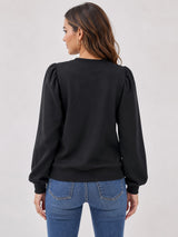 Mesh Embroidered Yoke Sweatshirt Black